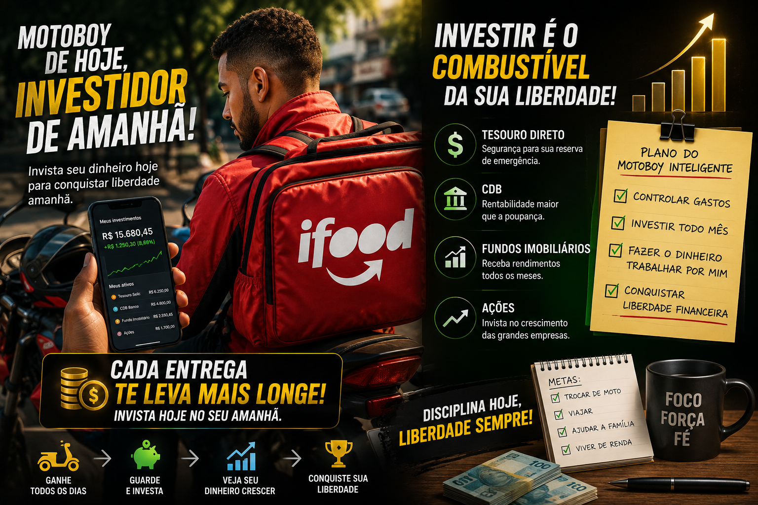 Investimentos para motoboys e trabalhadores autônomos: como fazer o dinheiro render