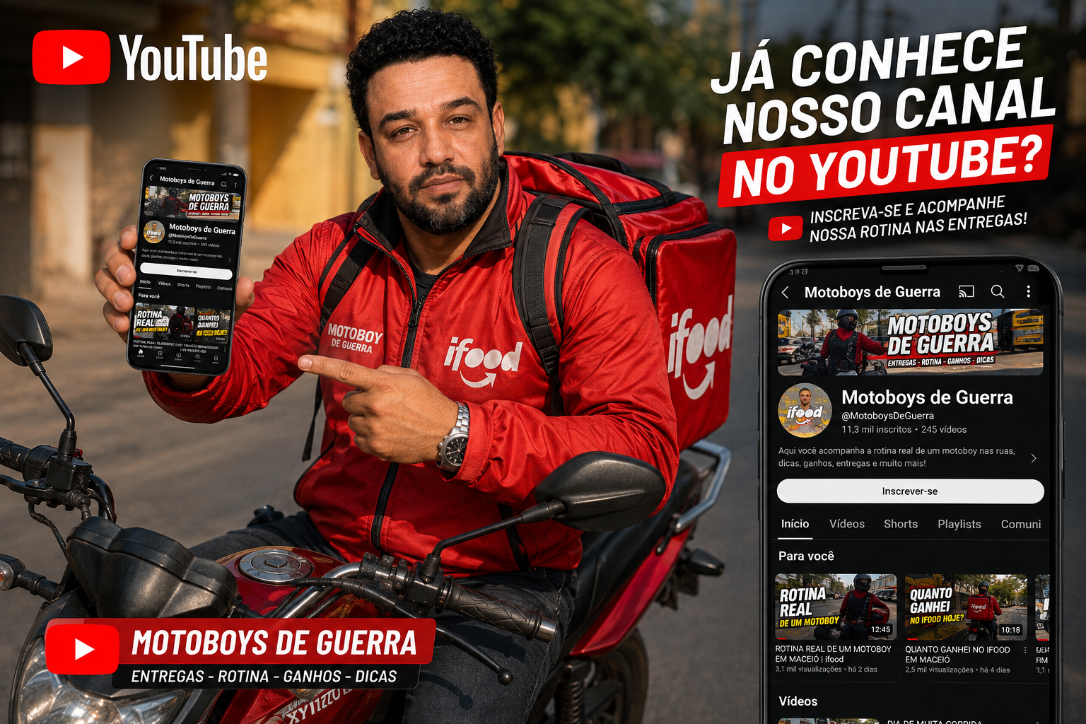 Nosso canal no YouTube: entregas reais em Maceió, restaurantes e os melhores locais da cidade