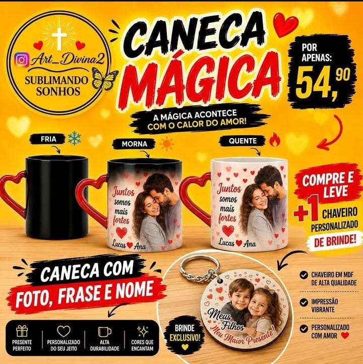 Xícara Mágica Personalizada – Arte Divina